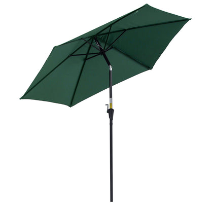 Outsunny 2.7M Tilting Parasol Sun Parasol Outdoor Garden Umbrellas Sun Shade Aluminium Frame with Crank（Green）