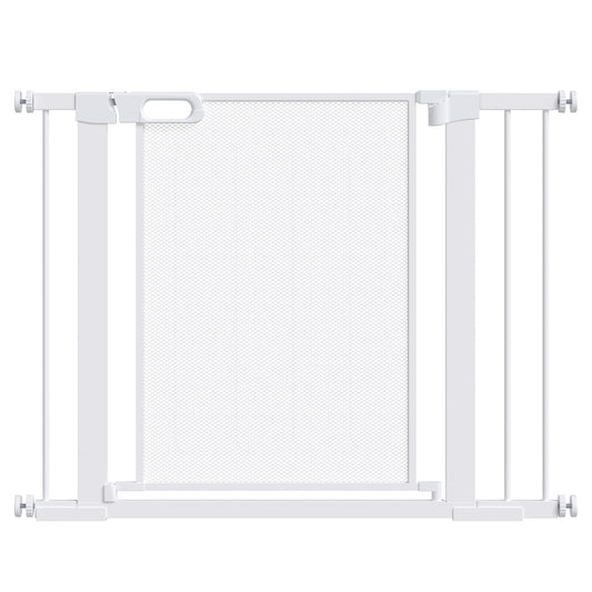 PawHut Pet Safety Gate, for Doorways, Staircases, Hallways, with Extensions Kit, 75-103cm - White