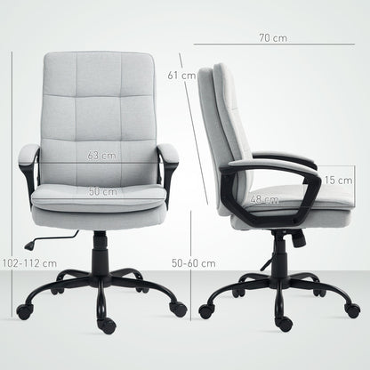 HOMCOM Linen-Look Double-Padded Office Chair - Grey