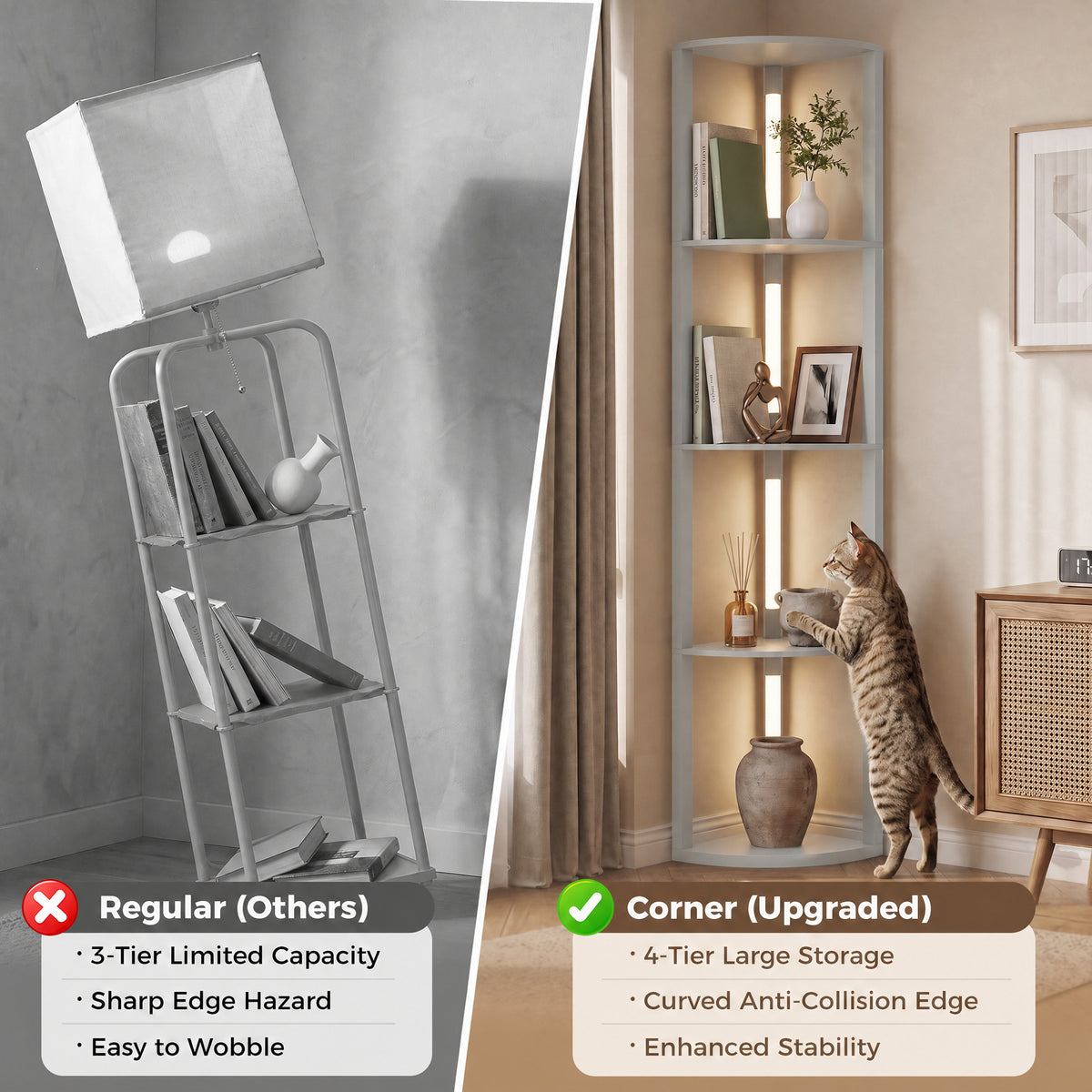 HOMCOM 4-Tier Corner Floor Lamp