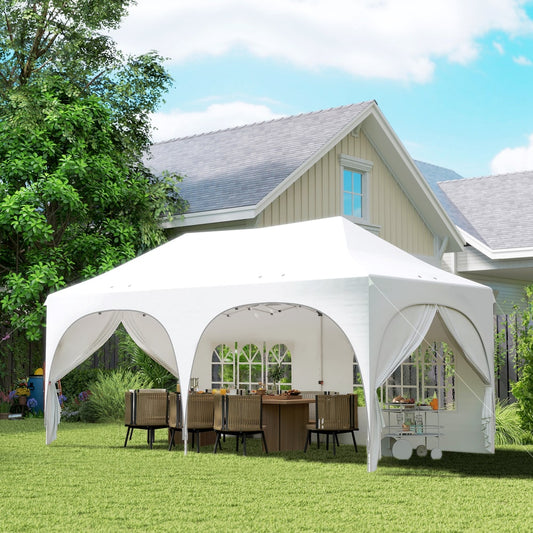 Outsunny Pop Up Gazebo Shelter with Sides in Light Grey and White, image 2