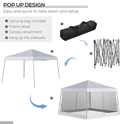 Outsunny 3.6m x 3.6m Pop Up Steel Frame Garden Gazebo White