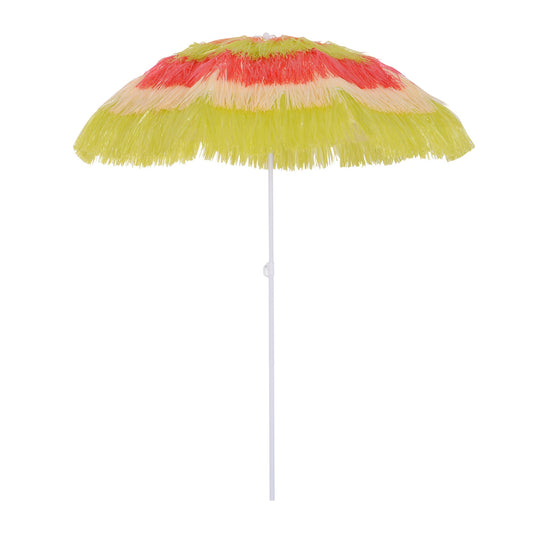 Outsunny 1.6m Patio Garden Hawaii Beach Sun Umbrella Sunshade Hawaiian Folding Tilting Crank Parasol (Multicolor)