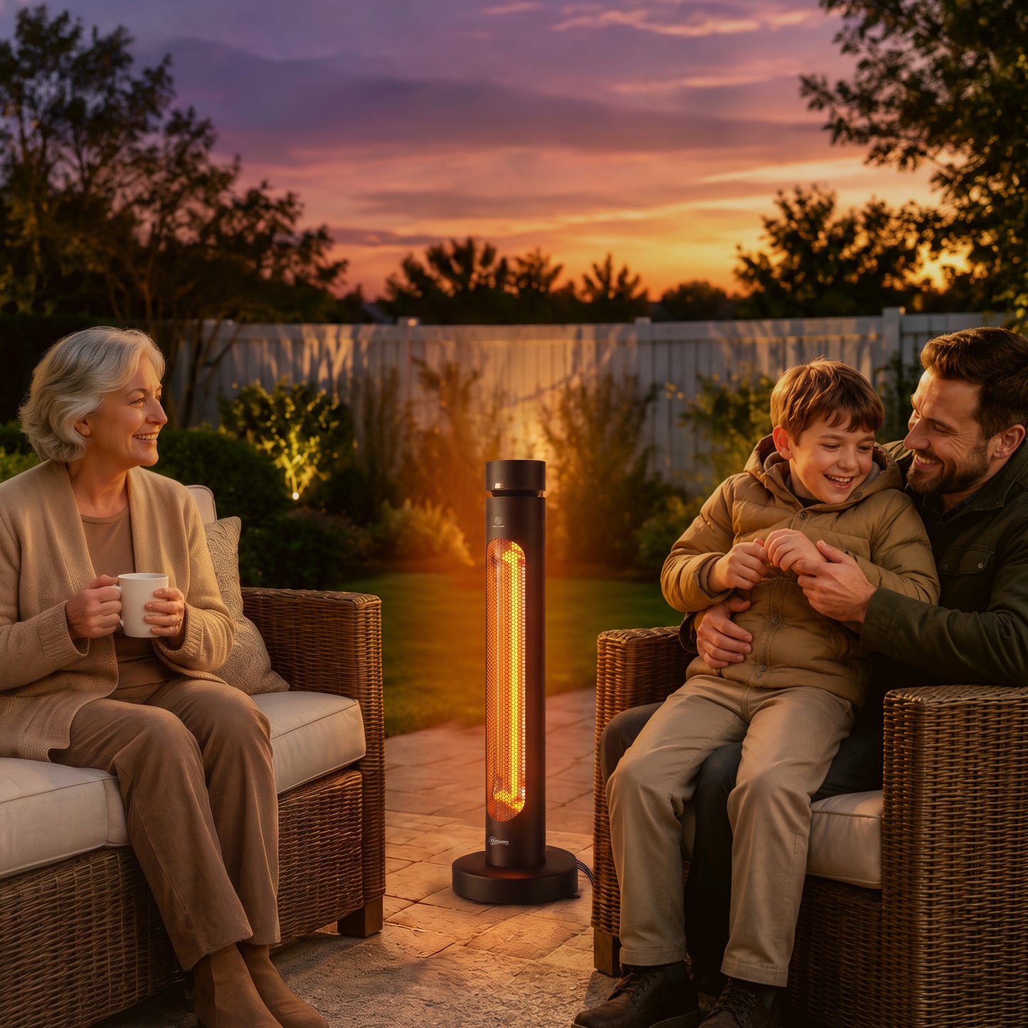 Outsunny 2000 W Electric Infrared Patio Heater, Free Standing Oscillating Outdoor Garden Heater with Knob/Remote Control, Black