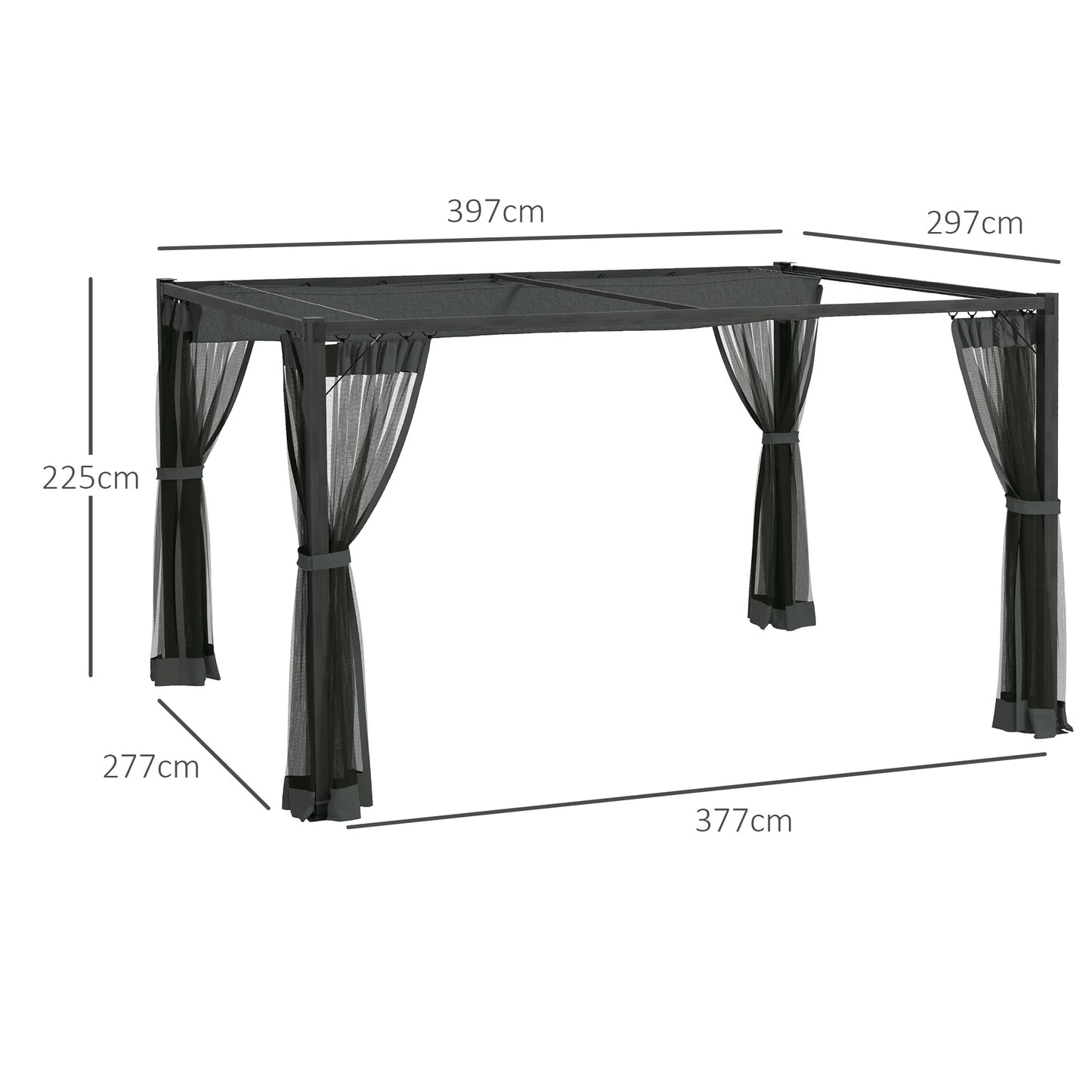 Outsunny 3 x 4m aluminiowa pergola z rozsuwanym dachem - ciemnoszary
