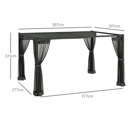 Outsunny 3 x 4m aluminiowa pergola z rozsuwanym dachem - ciemnoszary