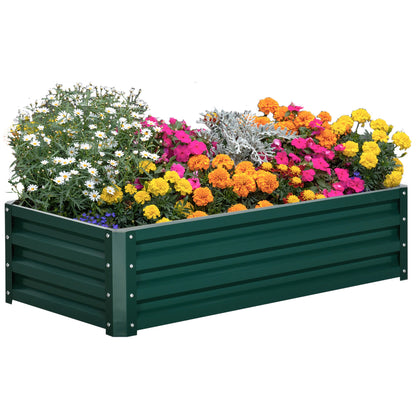 Outsunny Raised Beds for Garden, Galvanized Outdoor Planters, for Herbs and Vegetables, Use for Patio, Backyard, Balcony, Green