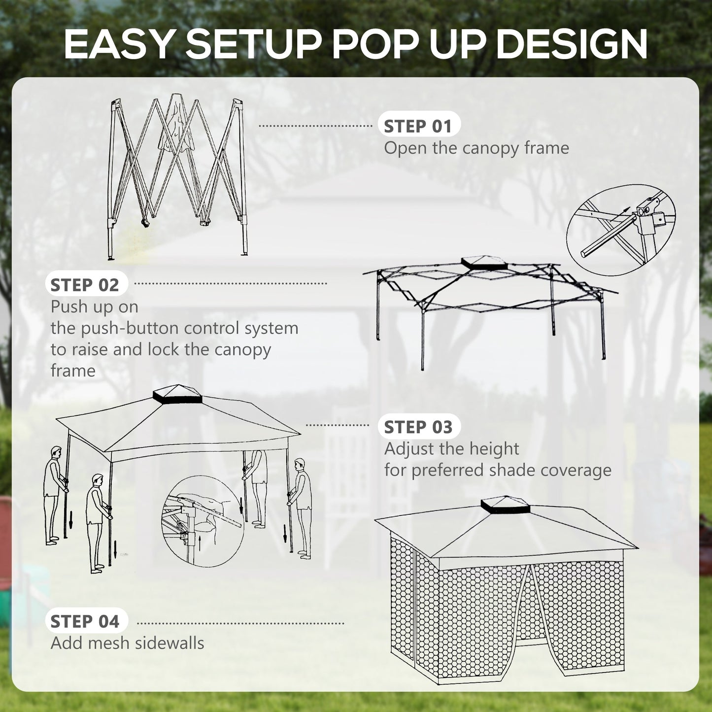 Outsunny 3.25 x 3.25m Pop Up Gazebo, Double-roof Garden Tent with Netting and Carry Bag, Party Event Shelter for Outdoor Patio, Brown and Grey