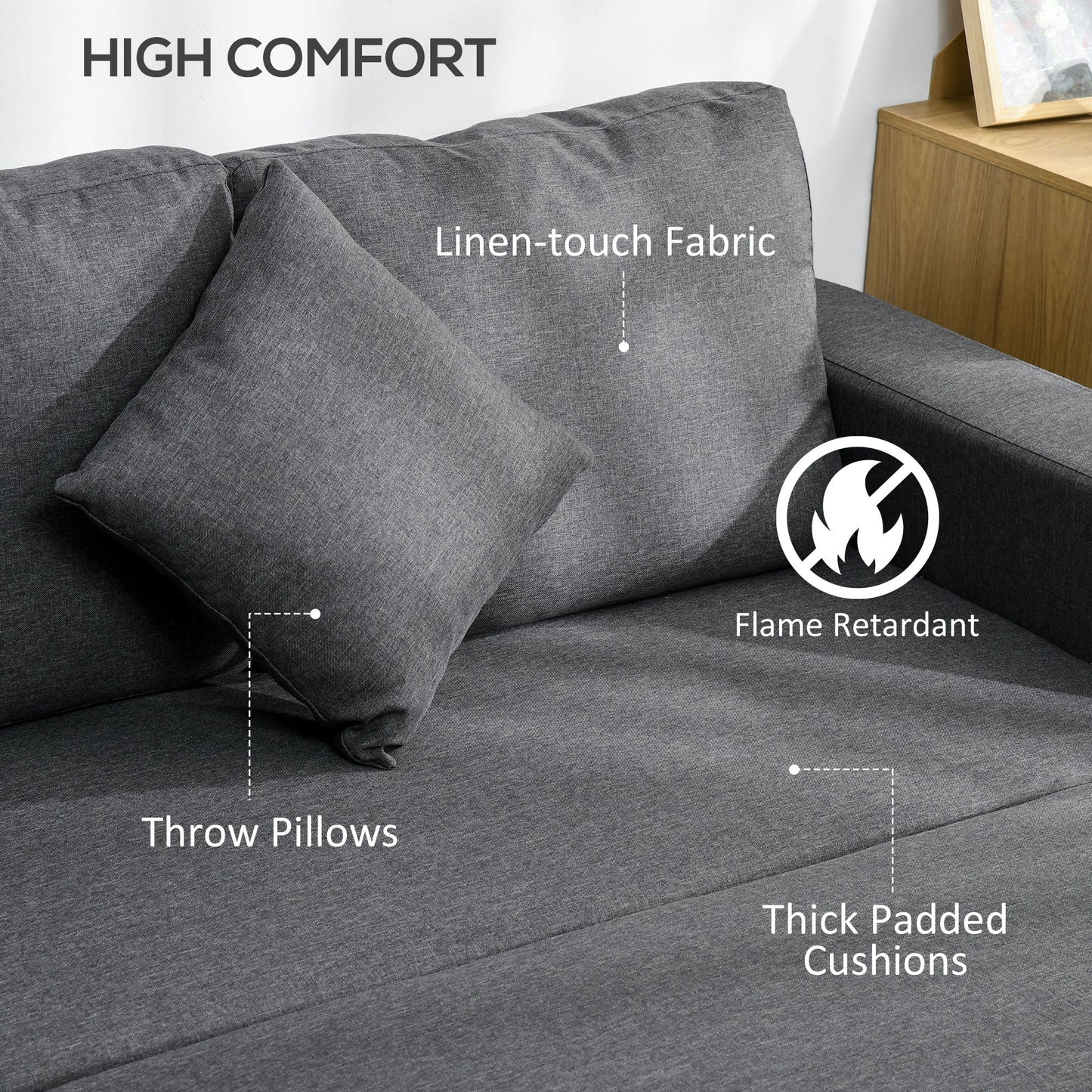 HOMCOM 3 Seater Sofa Bed with Storage, Pre-Assembled & Delivered to Your Home for Free, Dark Grey
