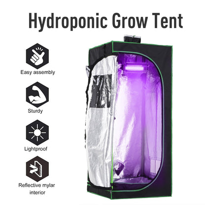 Outsunny Grow Tent odblaskowy Mylar Hydroponiczny z regulowanymi otworami wentylacyjnymi i tacką podłogową do uprawy roślin w pomieszczeniach, 60 x 60 x 140 cm (24,5" x 24,5" x 55")