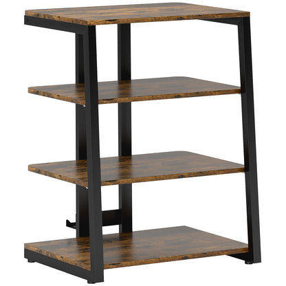 HOMCOM HiFi Stand, with Four Storage Shelves - Rustic Brown