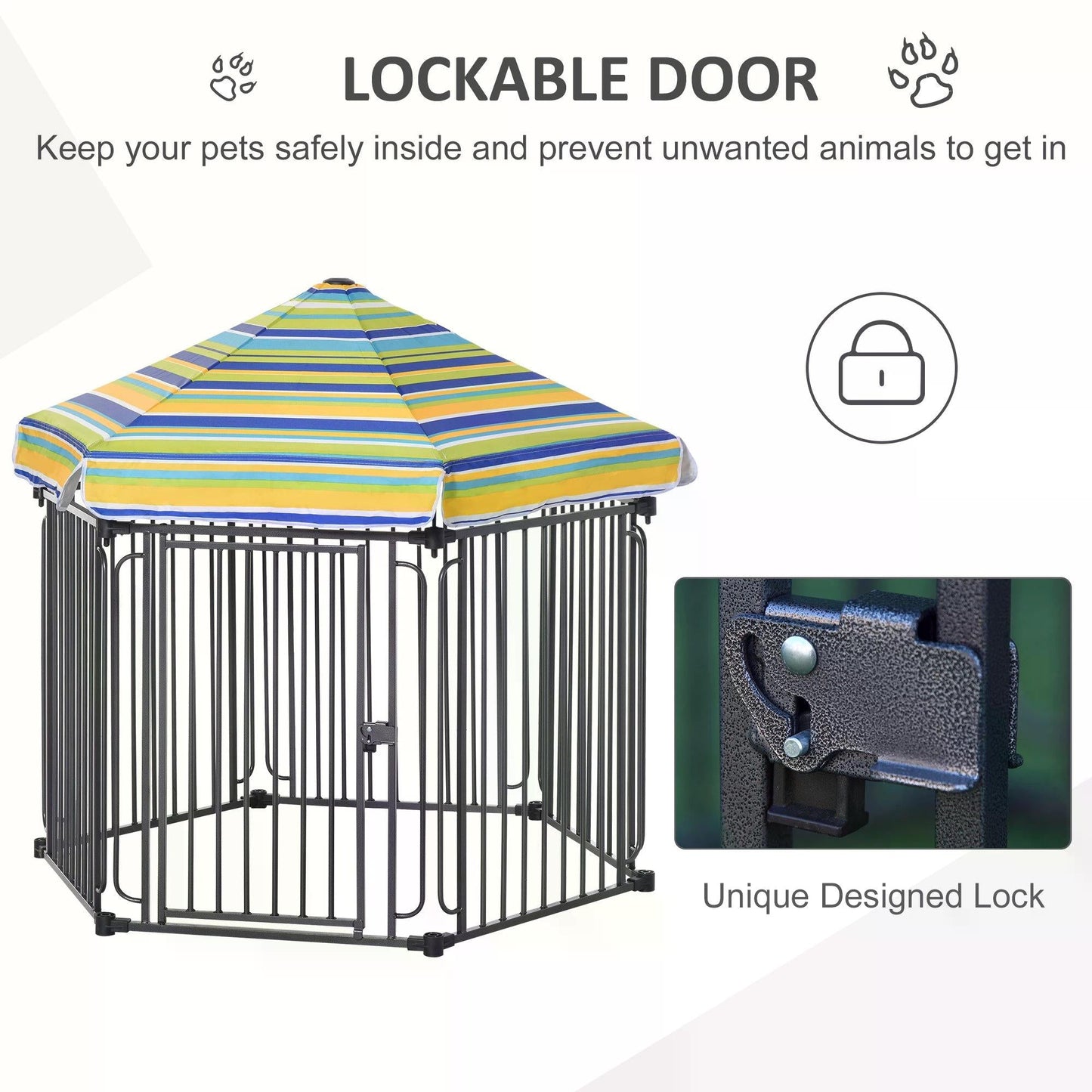 PawHut Outside/Indoor Dog Playpen Crate w/ Locking Door & Metal Frame, 122cm x 105cm