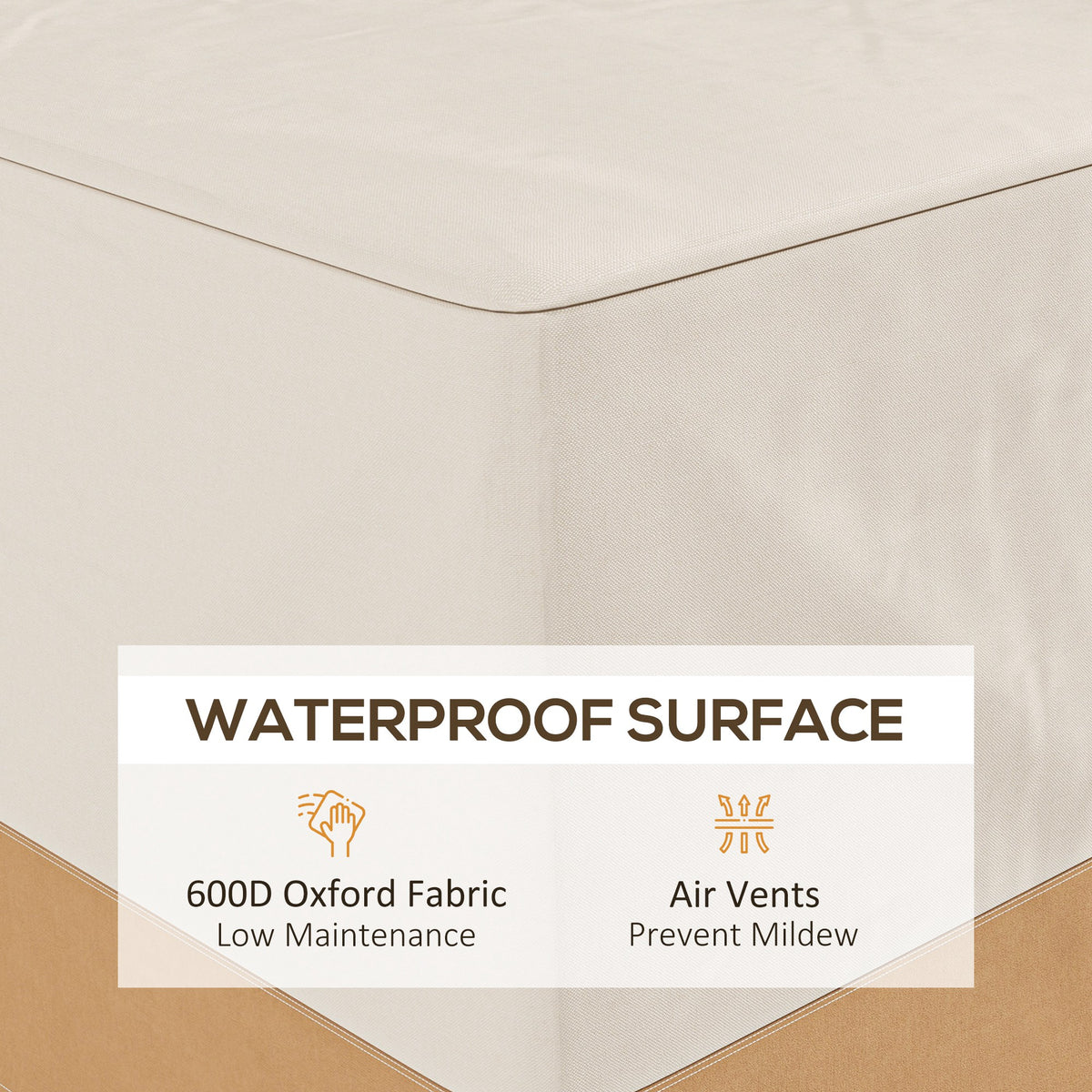 Outsunny Garden Furniture Covers Waterproof, 600D Oxford Outdoor Furniture Cover with 4 Air Vents, 275 x 208 x 78 cm, Beige