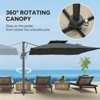 Outsunny 3m gruby materiałowy parasol ogrodowy z podstawą krzyżową - szary