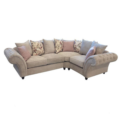 Romulo Fabric Corner Sofa -Grey/Beige