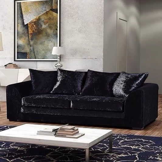 Arabia Crushed Velvet 3 Seater Sofa - Black