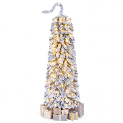 1.5 M Flocked Pencil Christmas Tree with Full Branch Tips