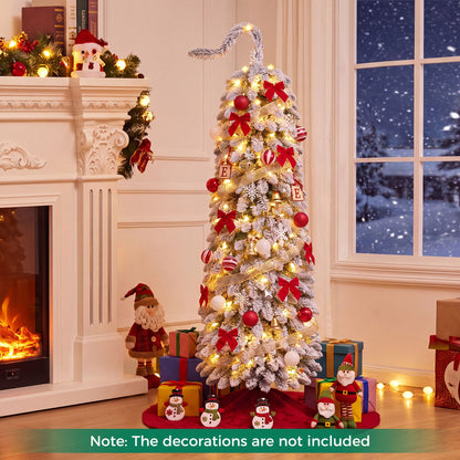 1.5 M Flocked Pencil Christmas Tree with Full Branch Tips