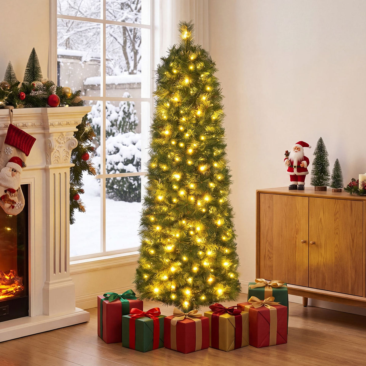 1.5M Pre-Lit Artificial Christmas Tree with 309 PVC Branch Tips