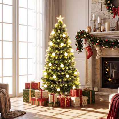 1.5m Artificial Fiber Optic Christmas Tree with Branch Tips and Warm White LED Lights Star Tree Topper