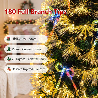 1.5m Pre-Lit Christmas Tree with Warm White Fiber Optics and Multi-Color LED Lights