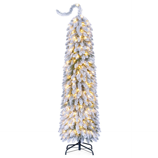 1.8 M Flocked Pencil Christmas Tree with Full Branch Tips