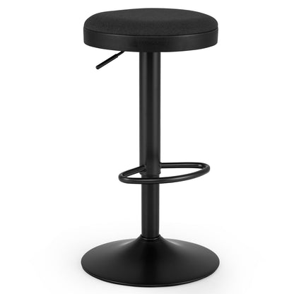 1 Piece Kitchen Bar Stool with Height Adjustment and D-Shaped Footrest-Black