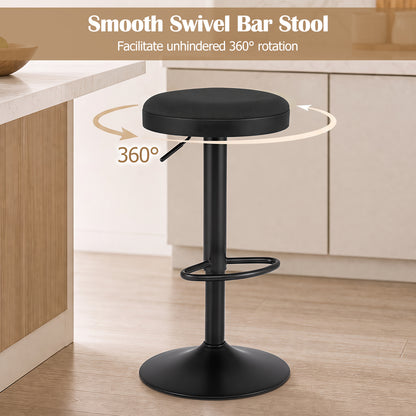 1 Piece Kitchen Bar Stool with Height Adjustment and D-Shaped Footrest-Black
