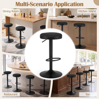 1 Piece Kitchen Bar Stool with Height Adjustment and D-Shaped Footrest-Black