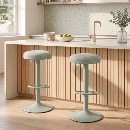 1 Piece Kitchen Bar Stool with Height Adjustment and D-Shaped Footrest-Green