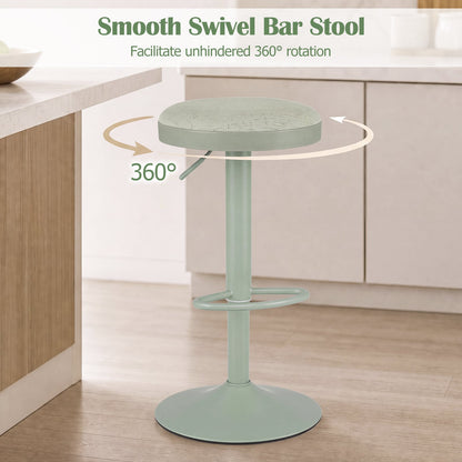 1 Piece Kitchen Bar Stool with Height Adjustment and D-Shaped Footrest-Green