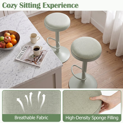 1 Piece Kitchen Bar Stool with Height Adjustment and D-Shaped Footrest-Green