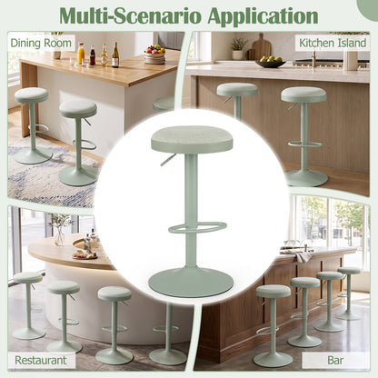 1 Piece Kitchen Bar Stool with Height Adjustment and D-Shaped Footrest-Green