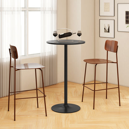 1 Piece Round Bar Table with Adjustable Height and Metal Base-Black