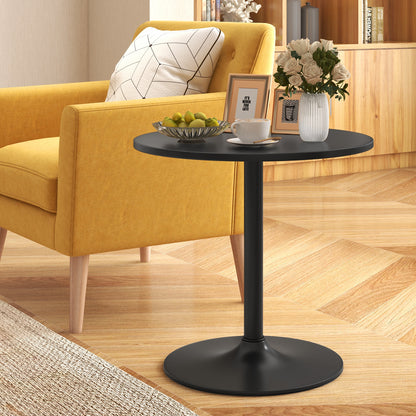 1 Piece Round Bar Table with Adjustable Height and Metal Base-Black