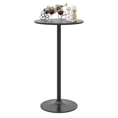 1 Piece Round Bar Table with Adjustable Height and Metal Base-Black