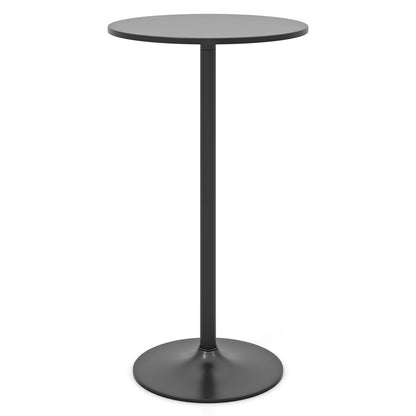 1 Piece Round Bar Table with Adjustable Height and Metal Base-Black