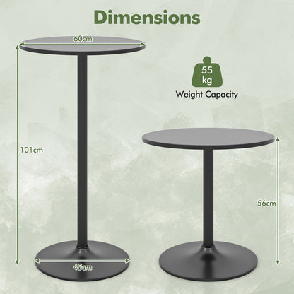 1 Piece Round Bar Table with Adjustable Height and Metal Base-Black