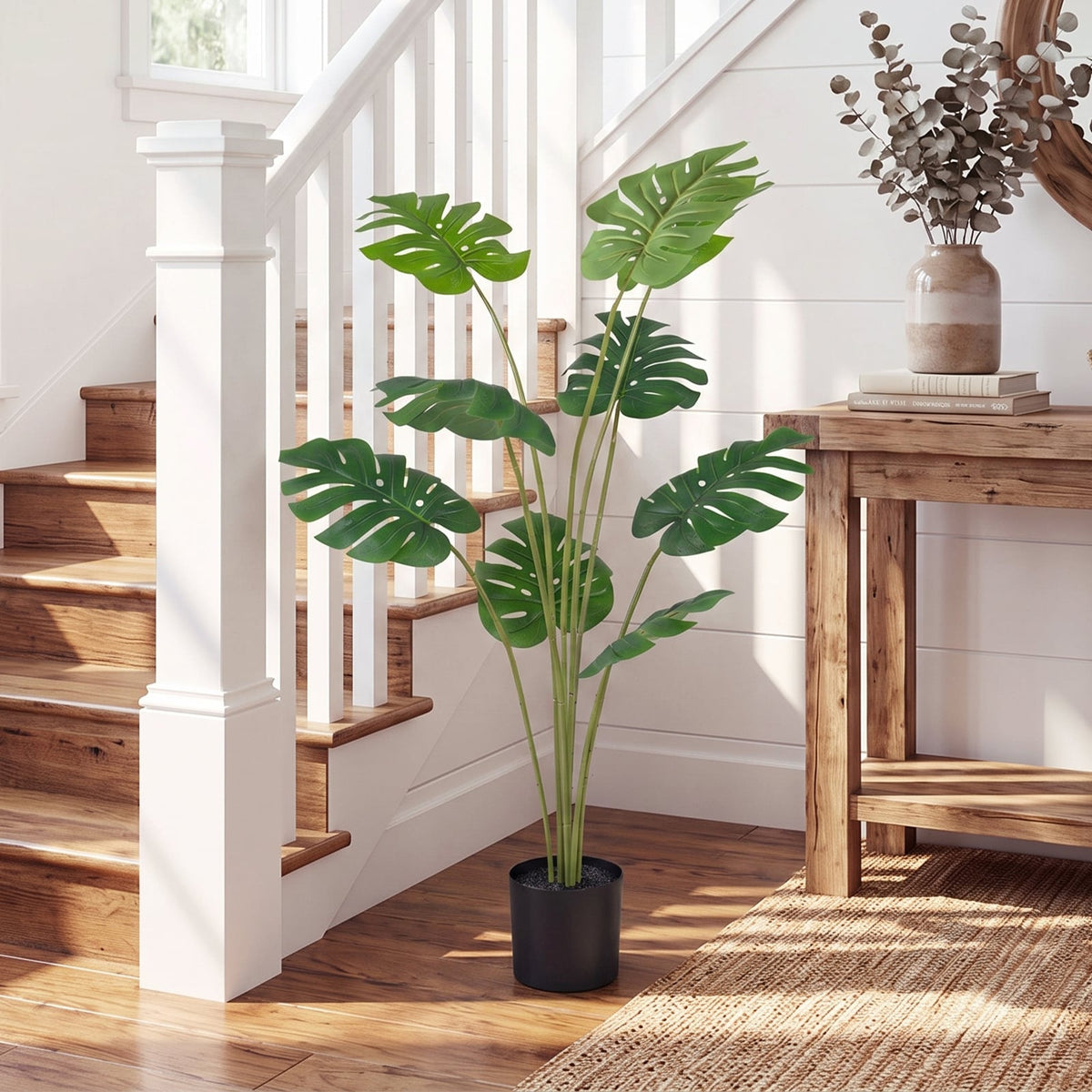 1 Pieces 120 cm Artificial Monstera Deliciosa Plant in Pot