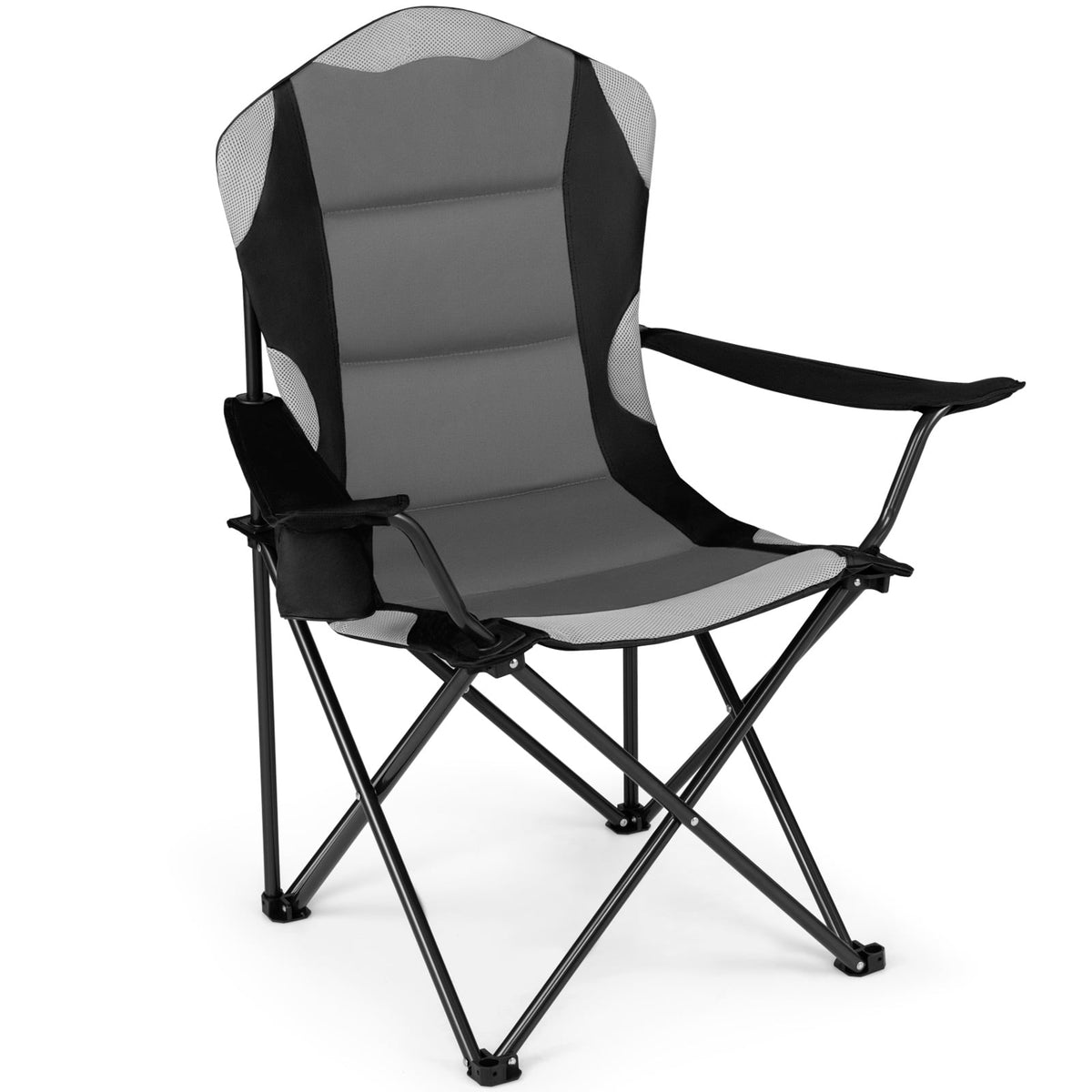 Folding Camping Chairs for Adults with Cup Holders in Black