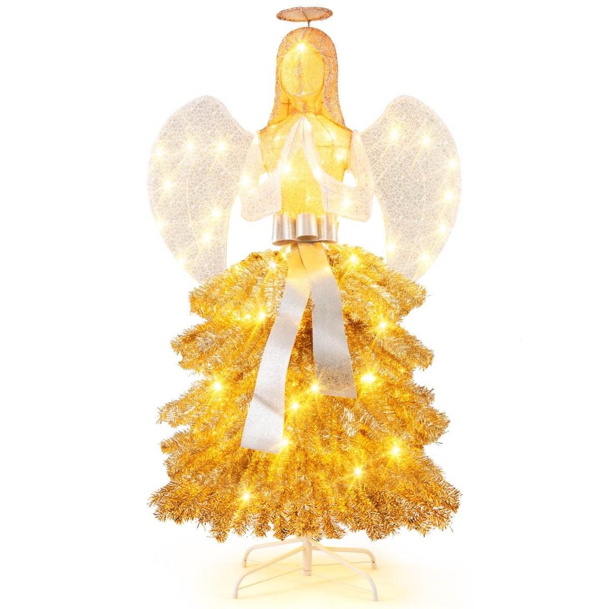 1.57M Lighted Christmas Angel Tree  with Hands Clasped in Prayer