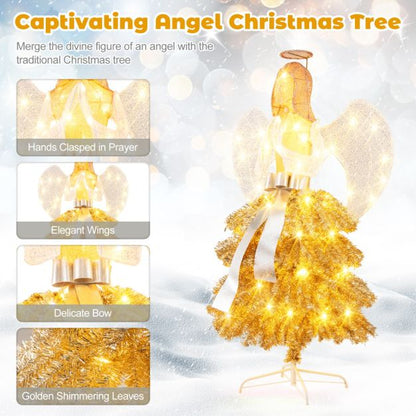 1.57M Lighted Christmas Angel Tree  with Hands Clasped in Prayer