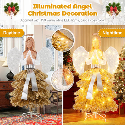 1.57M Lighted Christmas Angel Tree  with Hands Clasped in Prayer