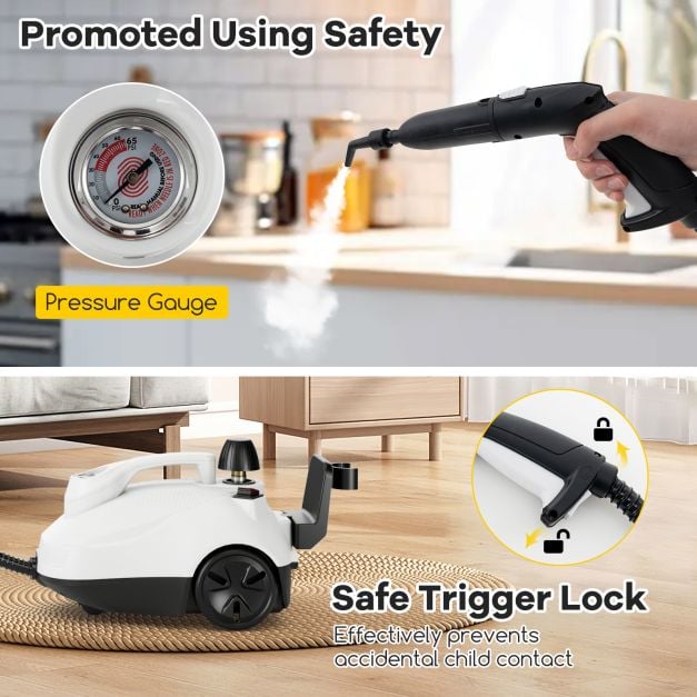 1.8L Steam Cleaner 2000W with 15 Piece Accessory Set-White