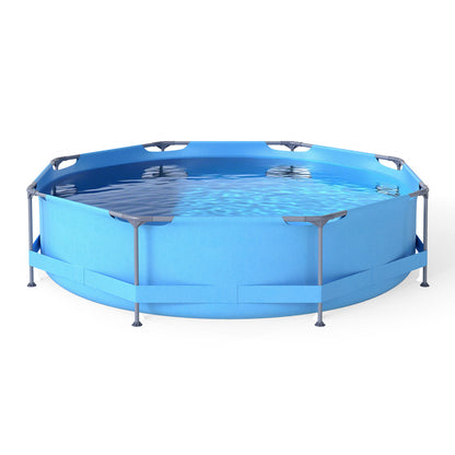 10 Feet Round Outdoor Framed Pool Set with Filter Pump
