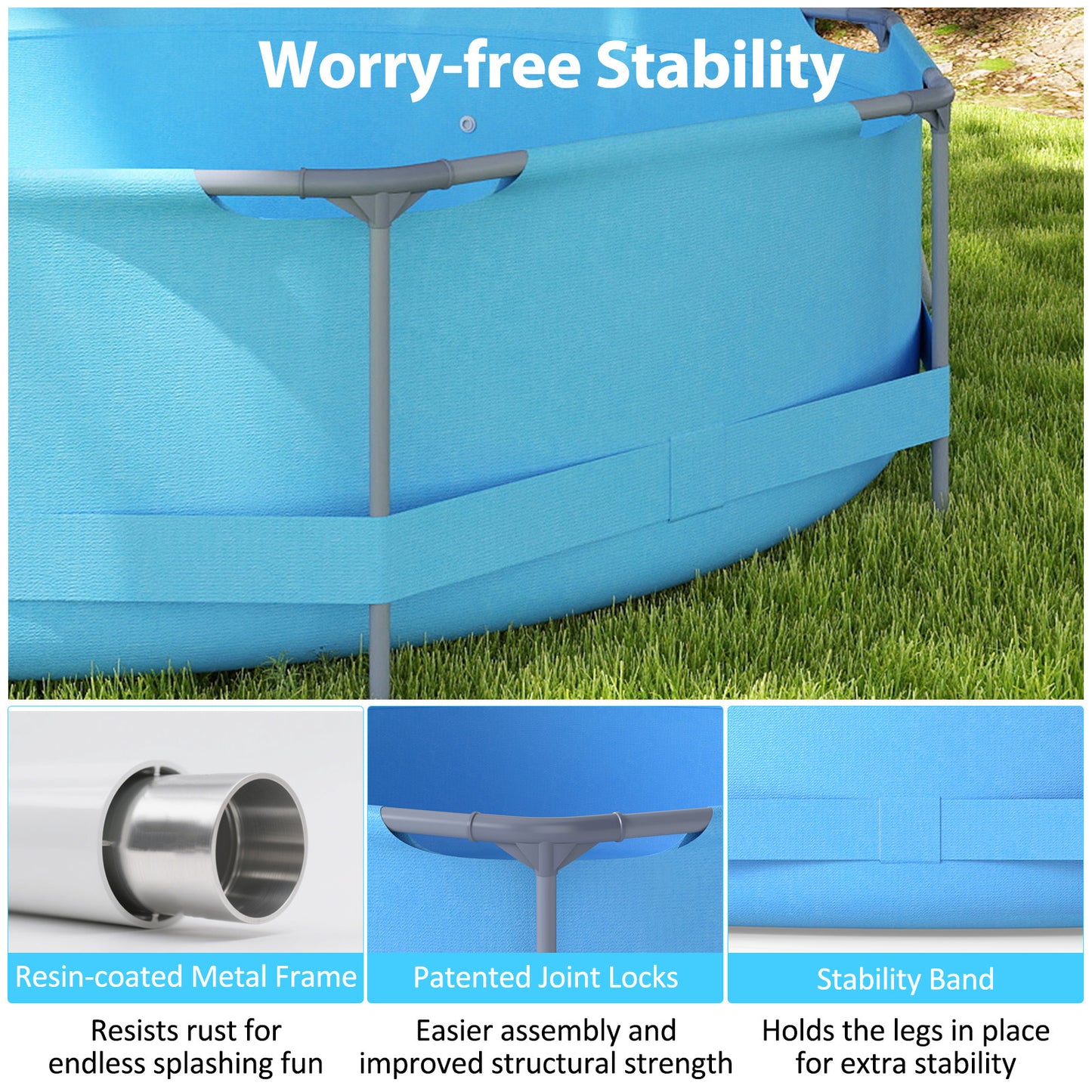 10 Feet Round Outdoor Framed Pool Set with Filter Pump