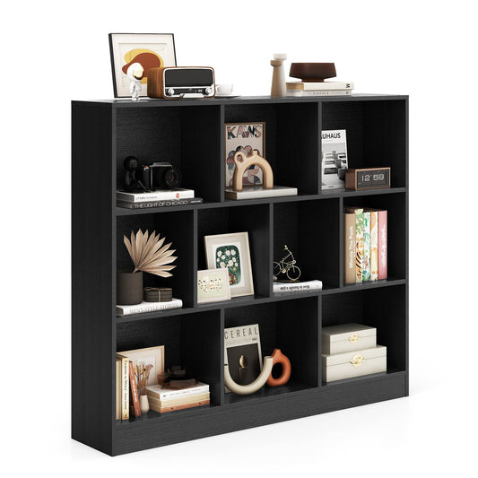 10-Cube Bookshelf Freestanding Storage Organizer with 2 Anti-Tipping Kits in Black