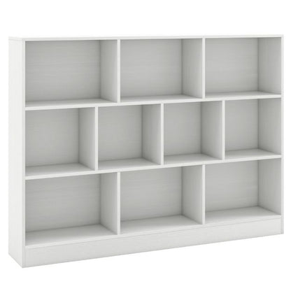 3-Tier Organizer 10-Cube Bookshelf 140CM Wood Display Shelf for Living Room-White
