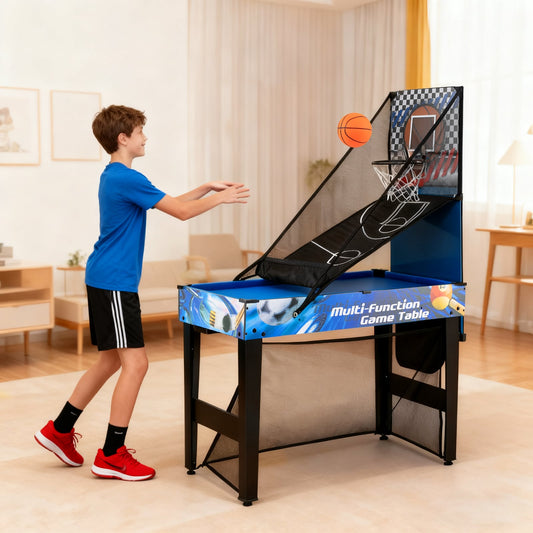 10-in-1 Combo Game Table Set with Storage Bag and Accessories-Blue