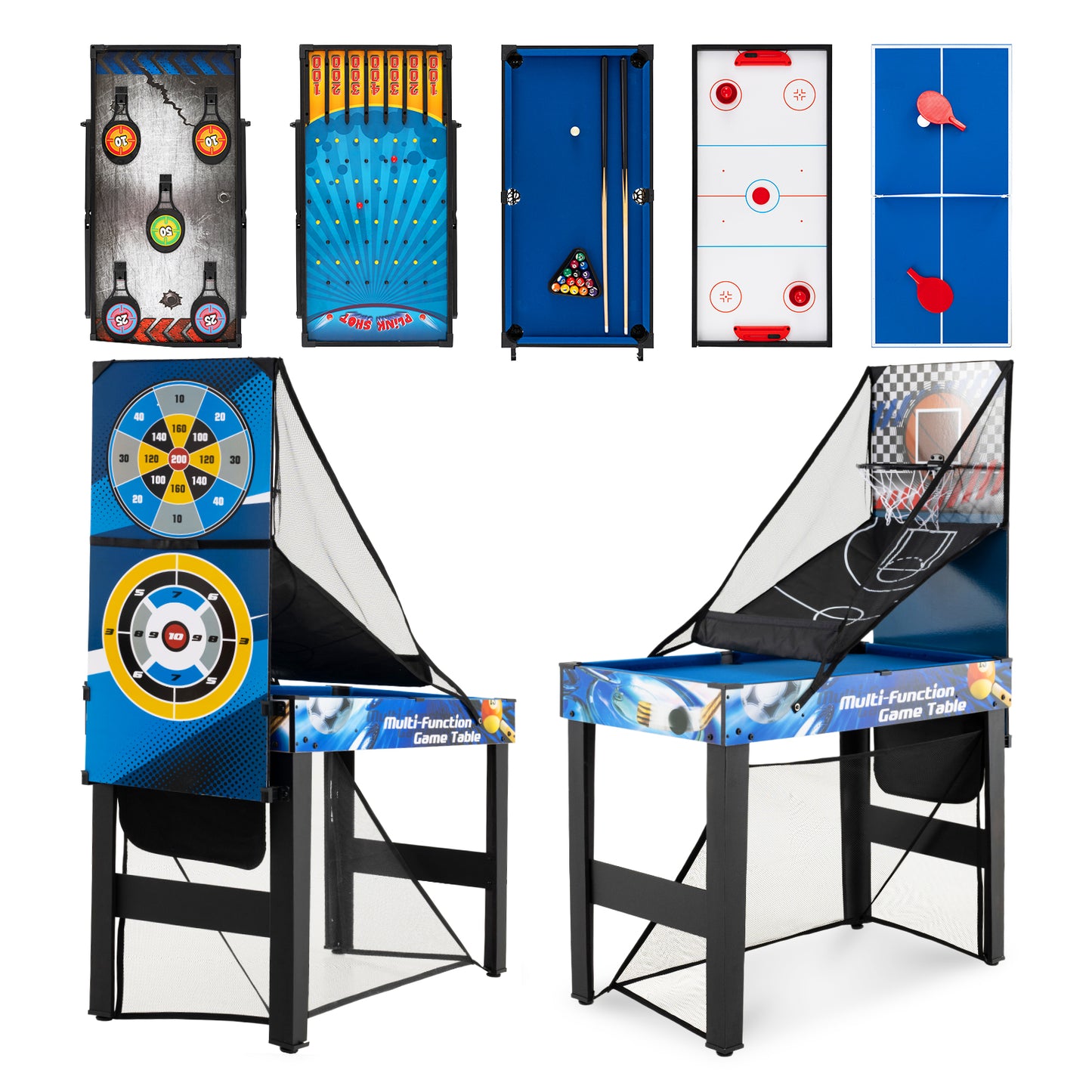 10-in-1 Combo Game Table Set with Storage Bag and Accessories-Blue